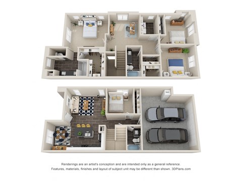Floor plan for 4 beds, 3 baths, 1895 sqft